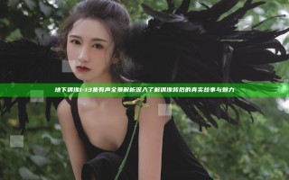 地下偶像1-13集有声全景解析 深入了解偶像背后的真实故事与魅力